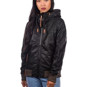 Naketano faux leather hooded jacket size medium